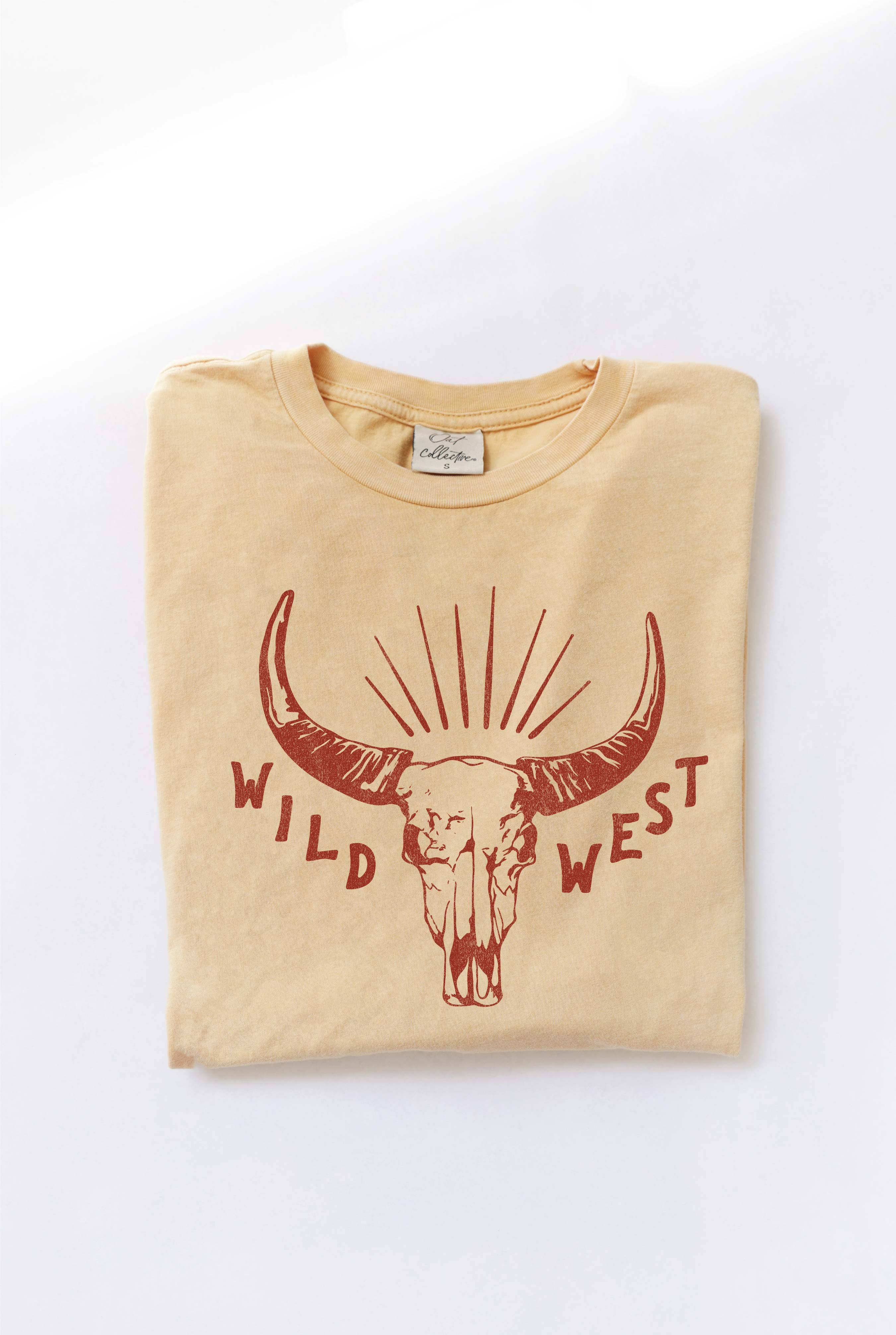 OAT COLLECTIVE - Wholesale Screen Printed T-Shirt - Women's - WILD WEST Mineral Washed Graphic Top3