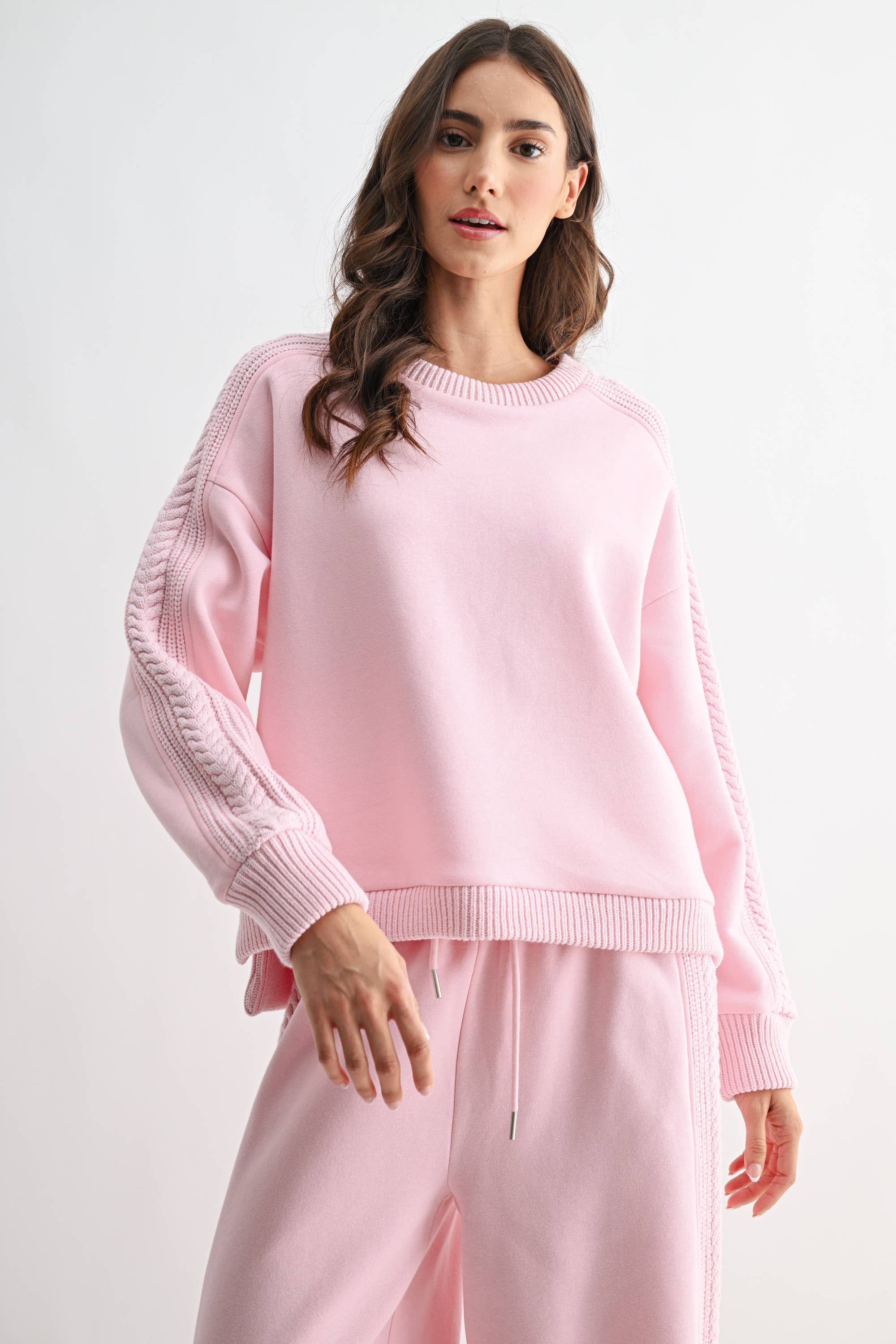 Camellia – wholesale Tops set – Women's – CS10248E CABLE KNIT TRIM OVERSIZED LOUNGE SET17