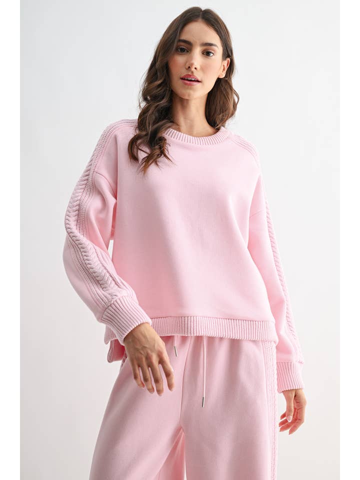 LT. PINK CS10248E ÜBERGROßES LOUNGE-SET MIT ZOPFSTRICKBESATZ für den Großhandel auf Faire2