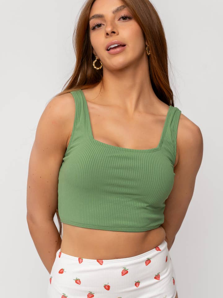 Mörk Salvia Fyrkantig Hals Baddräktstopp för wholesale av Coral Reef Swim