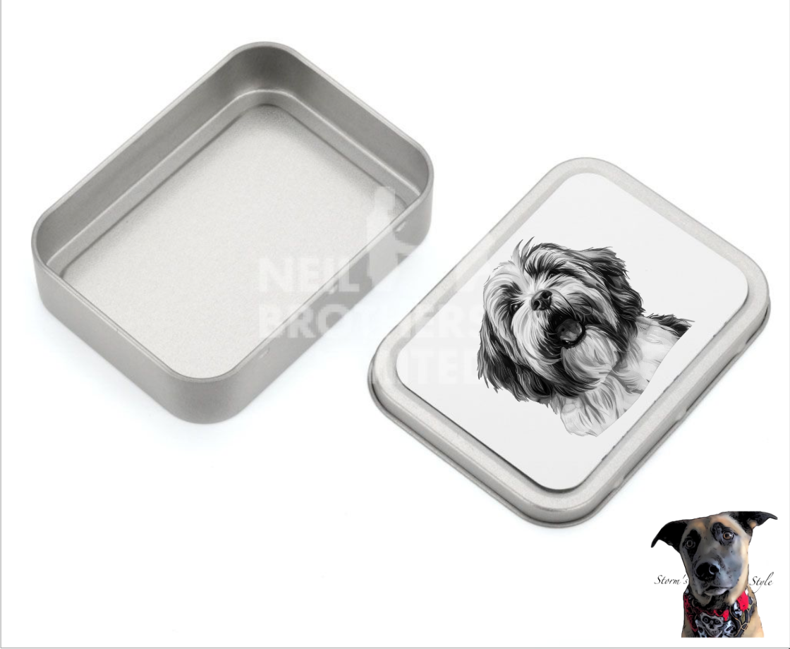 Storms Style - Vente Bocal à friandises – chien - Boîte à friandises en métal pour petit chien noir et gris - de nombreuses races48