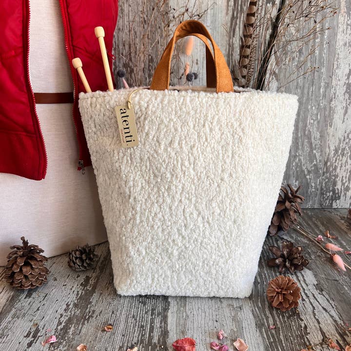 Atenti - Wholesale Knitting/Crochet Supplies - Knitting and Crochet Organizer Project Bag: Sherpa Hope Basket7