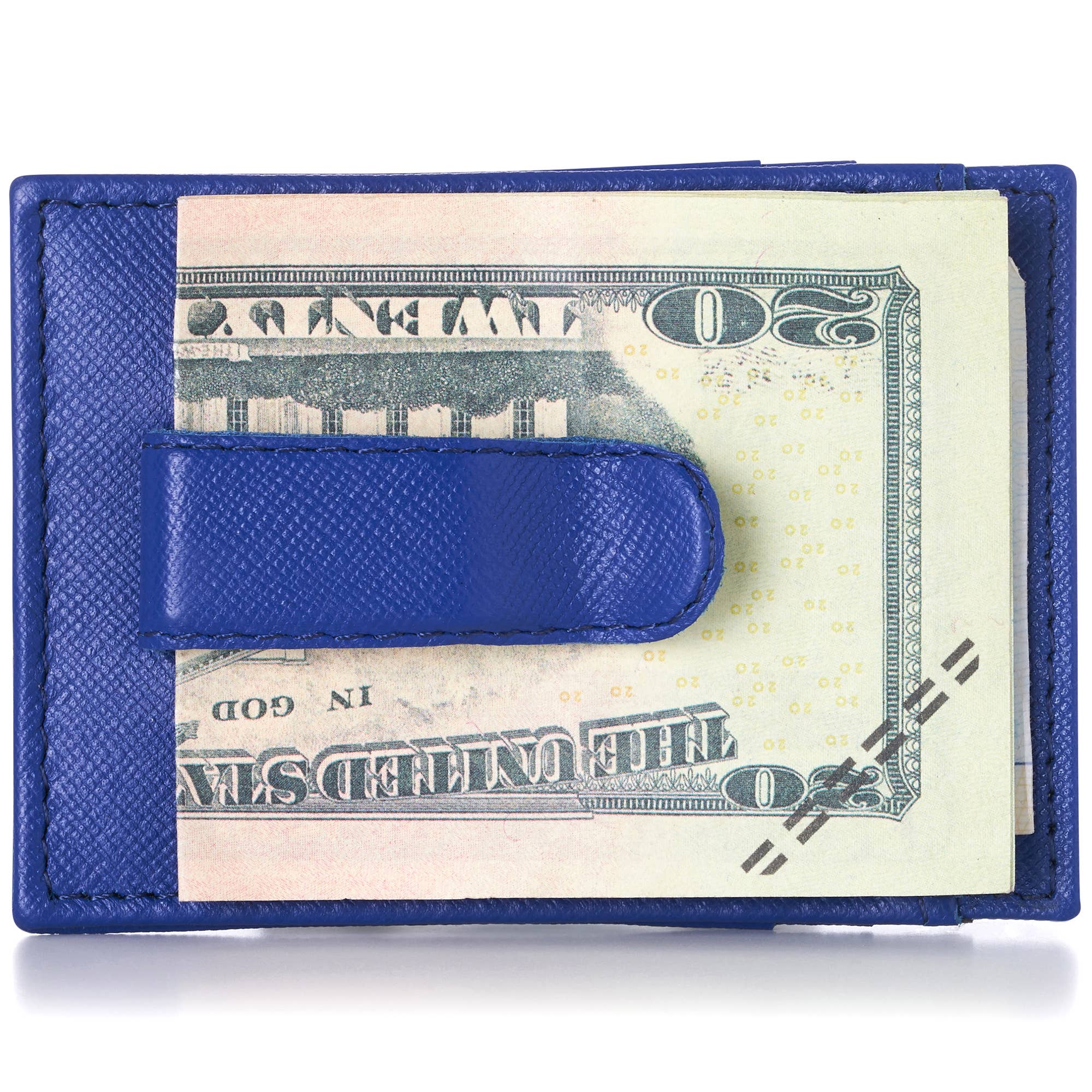 Crosshatch Blue Alpine Swiss Mens Money Clip Thin Front Pocket Wallet Genuine Leather Card Case - 912-Parent for wholesale on Faire0