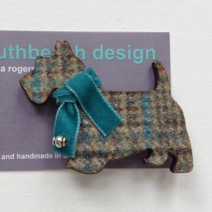 Tweed Scotty Dog Brooch for wholesale by Southbeach Design