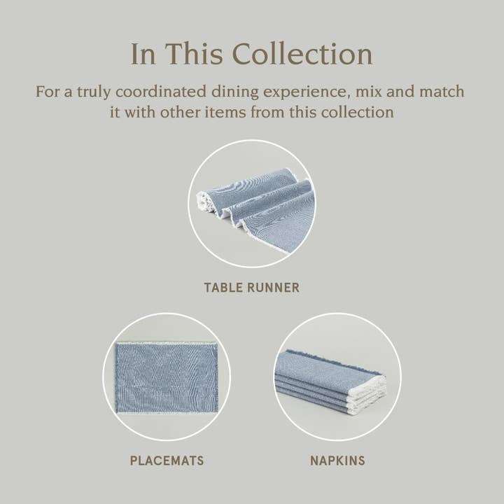over&back - Wholesale Placemat - Over&back Set of 4 Woven Frayed Chambray Placemats