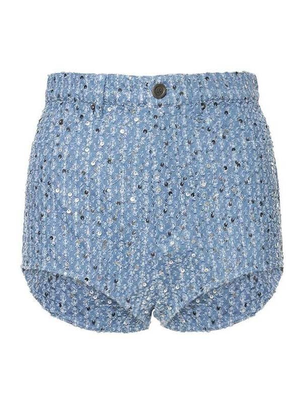 BLUE sequins crop denim jacket and shorts set for wholesale on Faire10
