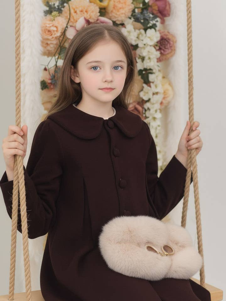 Vintage bruine enkelrijige corduroy jas met grote knopen voor wholesale door Hello Bebes!