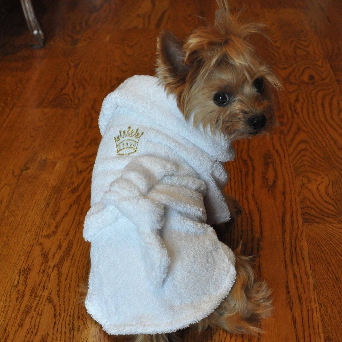 Doggie Design - Wholesale Pet Dress - Dog - White Gold Crown Cotton Dog Bathrobe by Doggie Design1