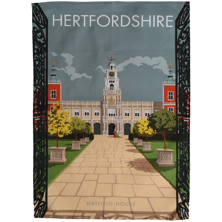 Hertfordshire - Hatfield House tea towel for wholesale by Town Towels