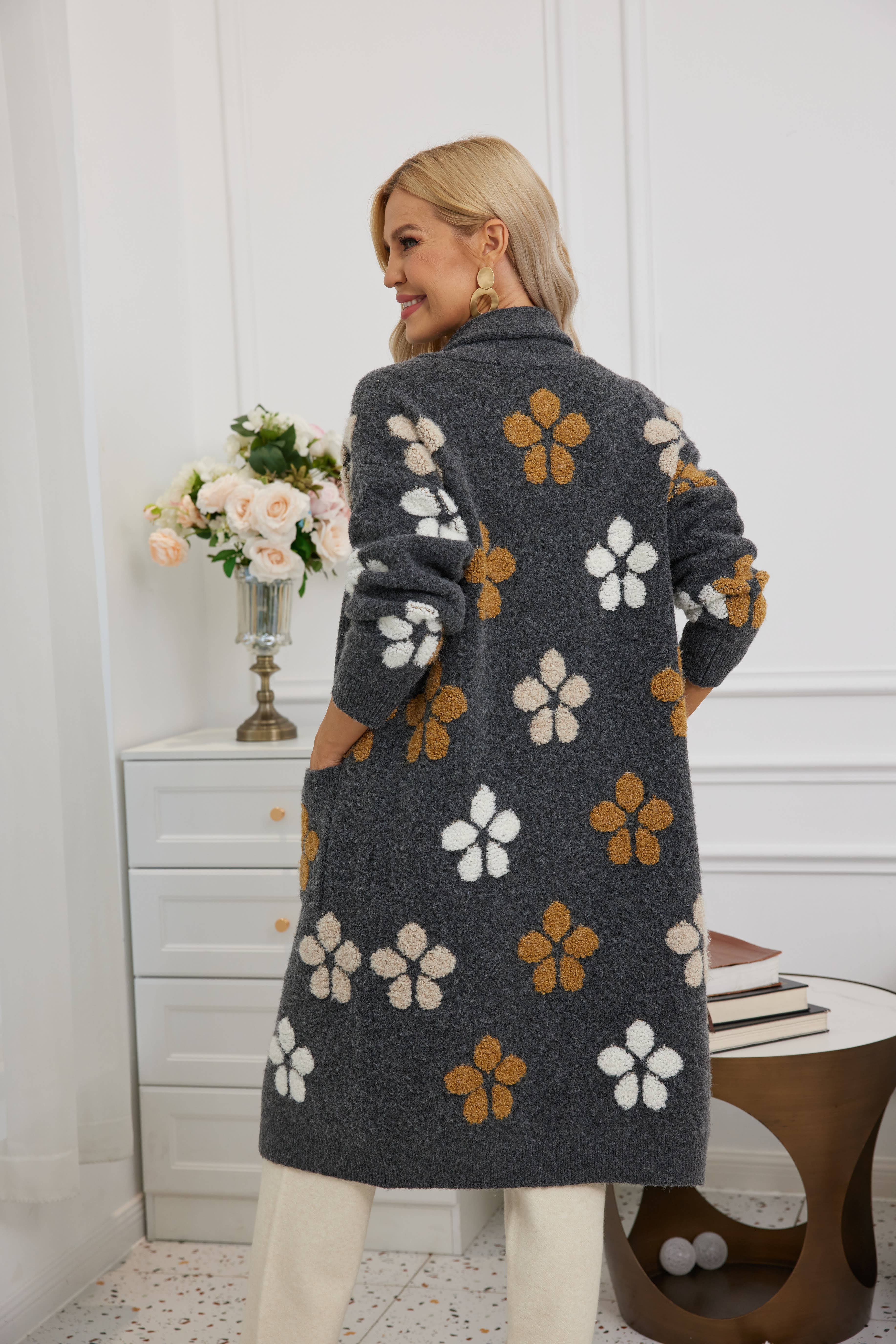 Wholesale 3D Tufted Jacquard Cardigan for your store - Faire