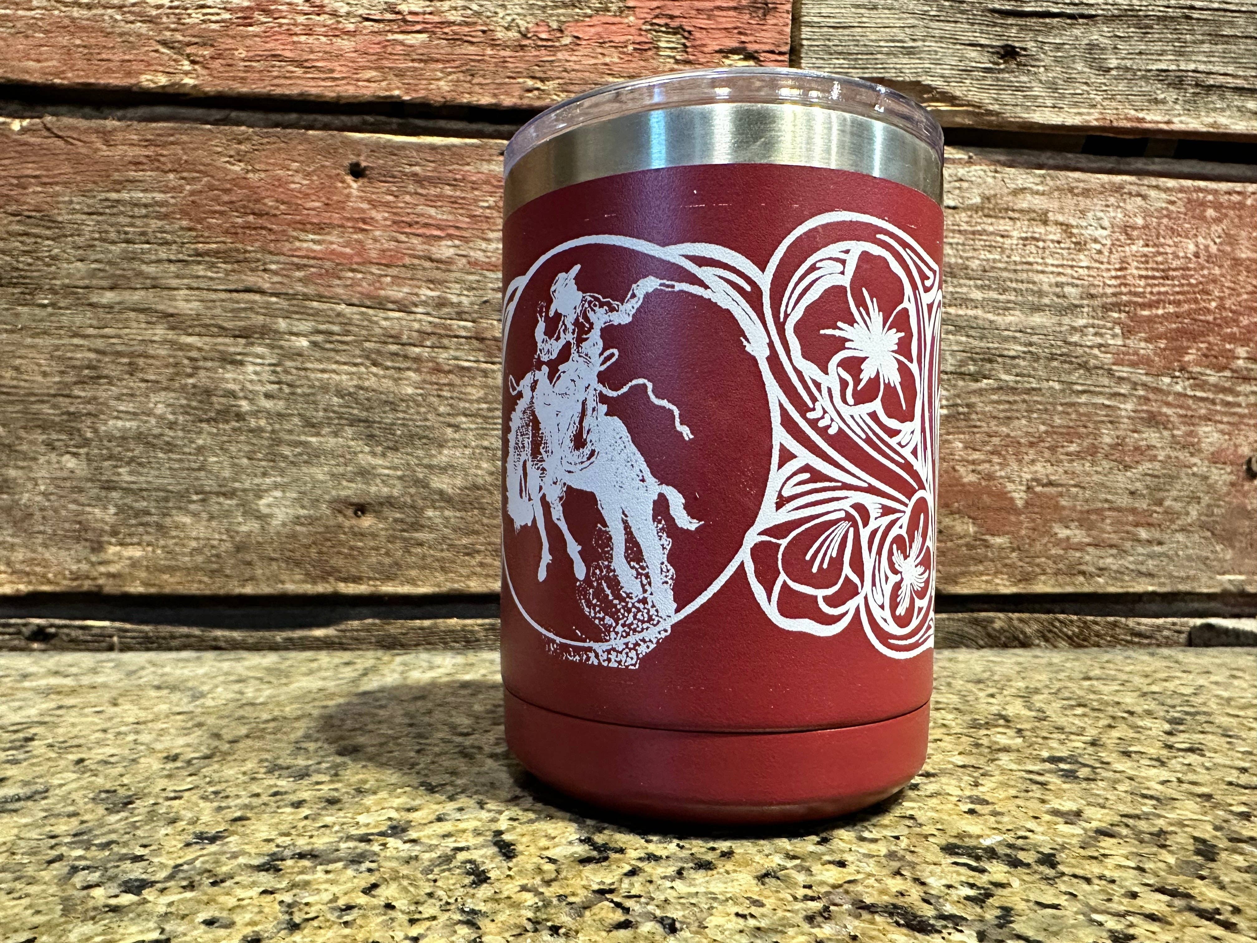 The Rodeo Rose - Vente Gourde/bouteille isotherme - Tasse à café Ranch Bronc 15 oz Cowgirl Rodéo Western Cowboy1