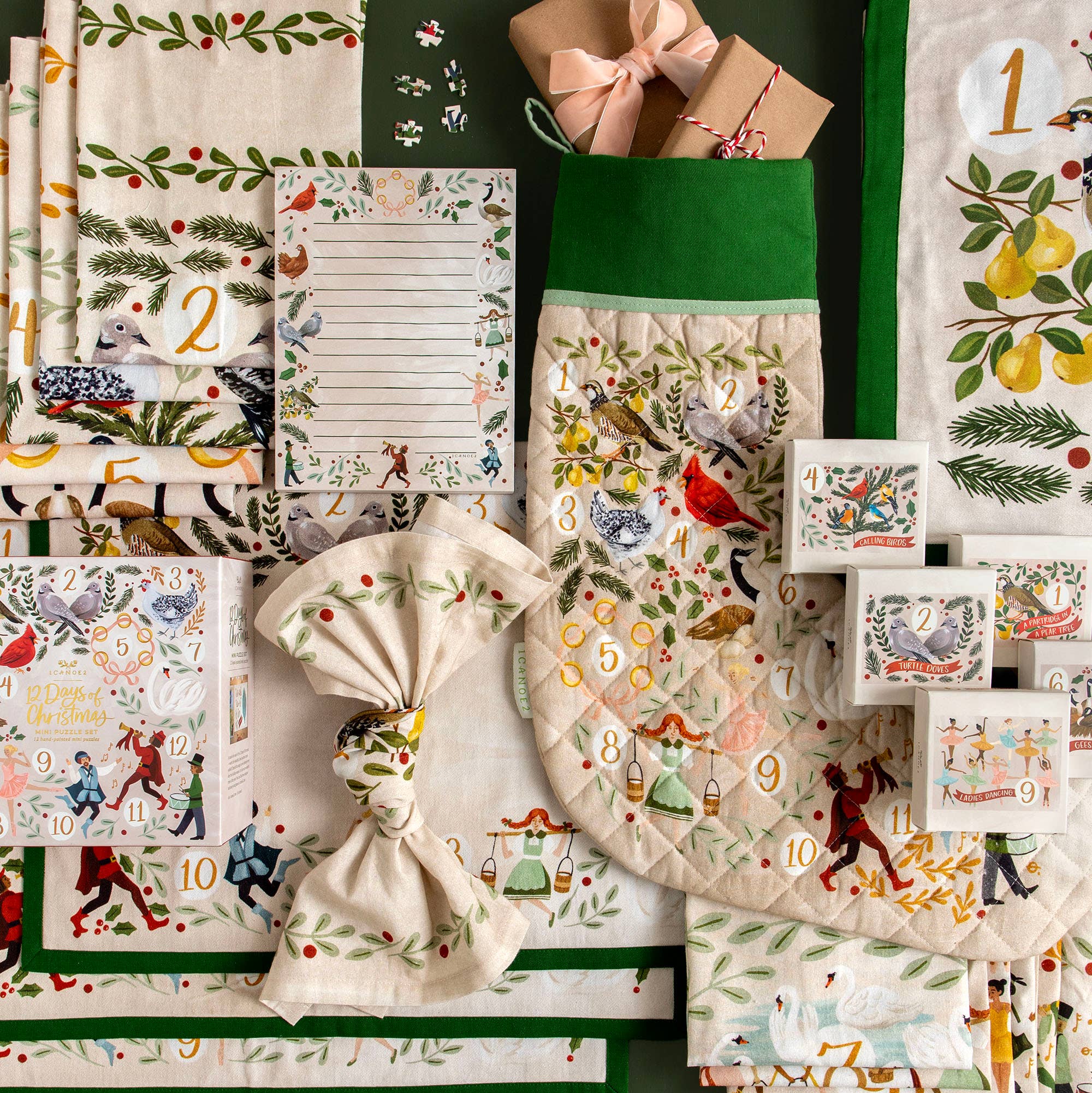 1canoe2 | One Canoe Two Paper Co. - Wholesale Dinner & Cloth Napkin - 12 Days of Christmas Cotton Cloth Table Napkins Set5