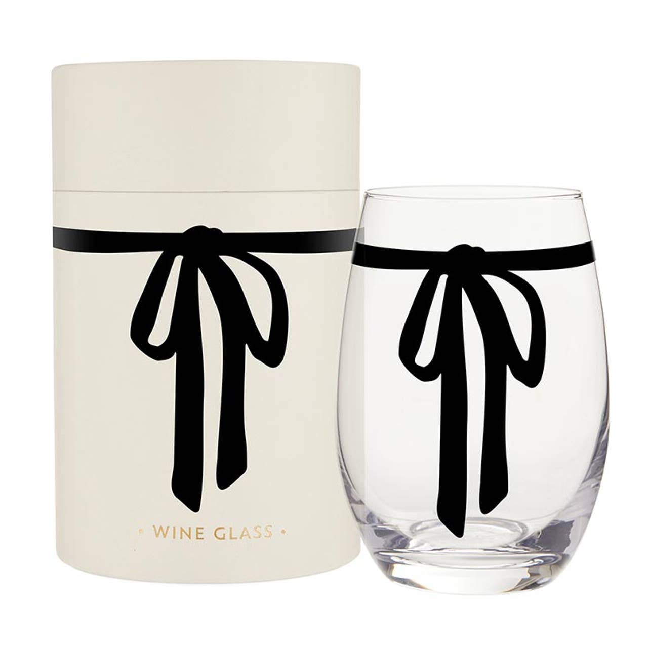 Faithworks by Creative Brands - Wholesale Wine Glass - Stemless Wine Glass - Black Bow0