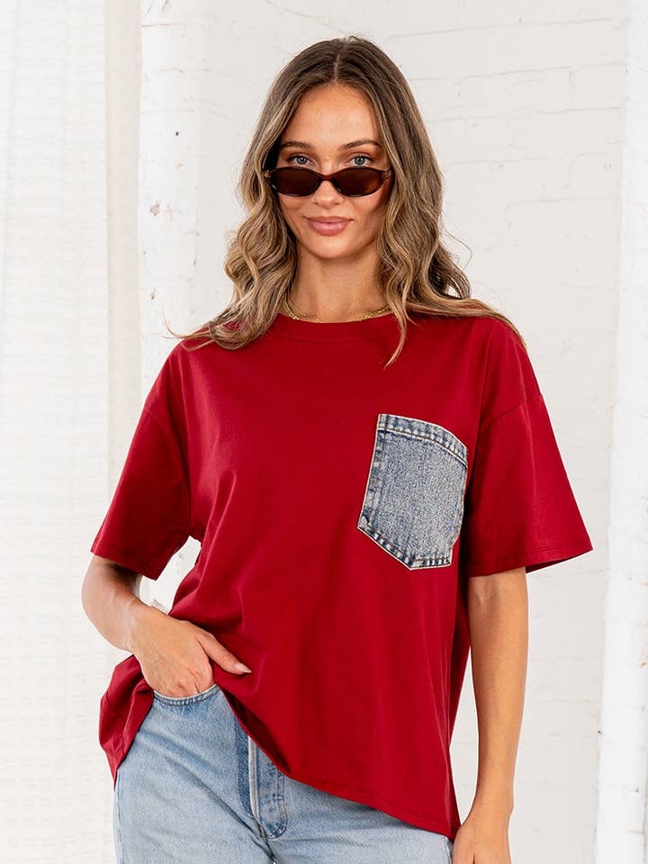 Overdimensioneret 1/2-ærmet top med forlomme for engroshandel hos Sew In Love