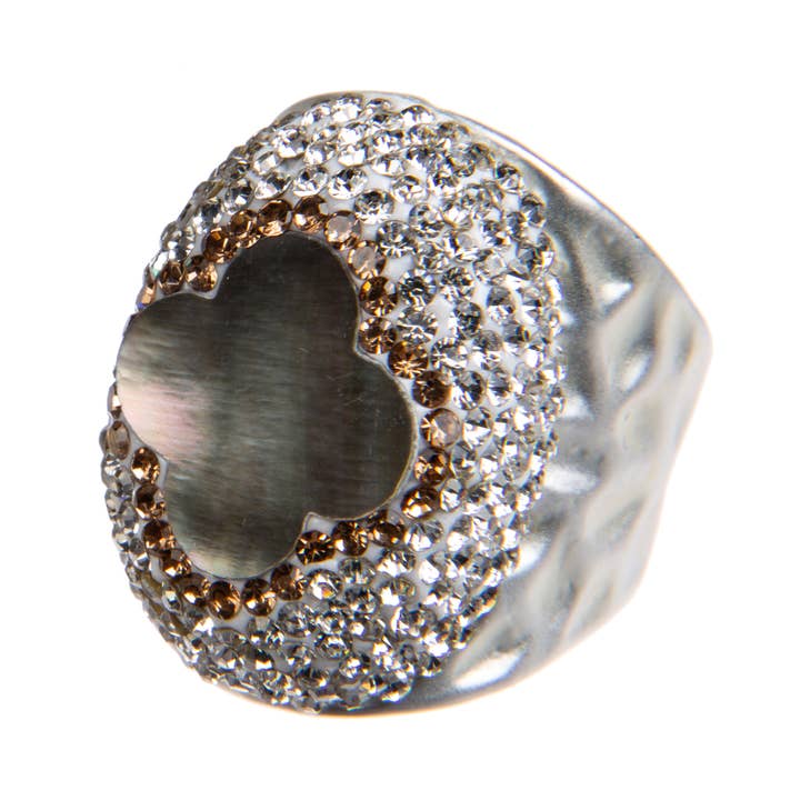 Ole - Vente Bague de cocktail/de cérémonie - Bague en alliage Clover Black Shell 2