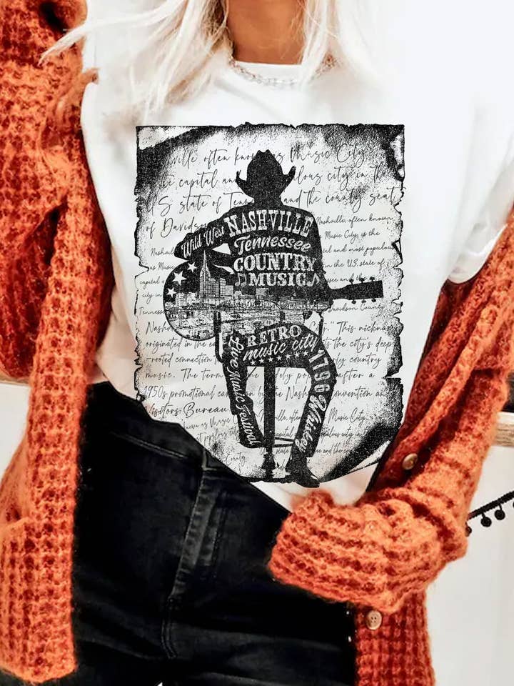 NASHVILLE COUNTRY MUSIC GRAPHIC T SHIRTS for wholesale by Rustee Clothing