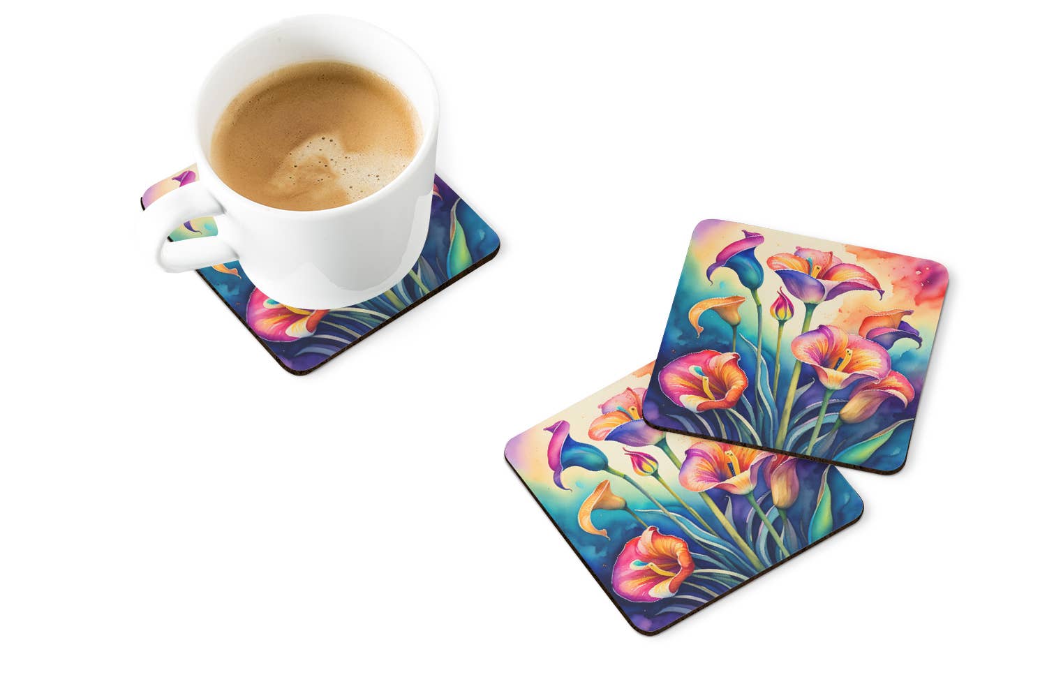 Caroline's Treasures - Wholesale Coasters - Colorful Calla Lilies Foam Coaster Set of 4 DAC1936FC