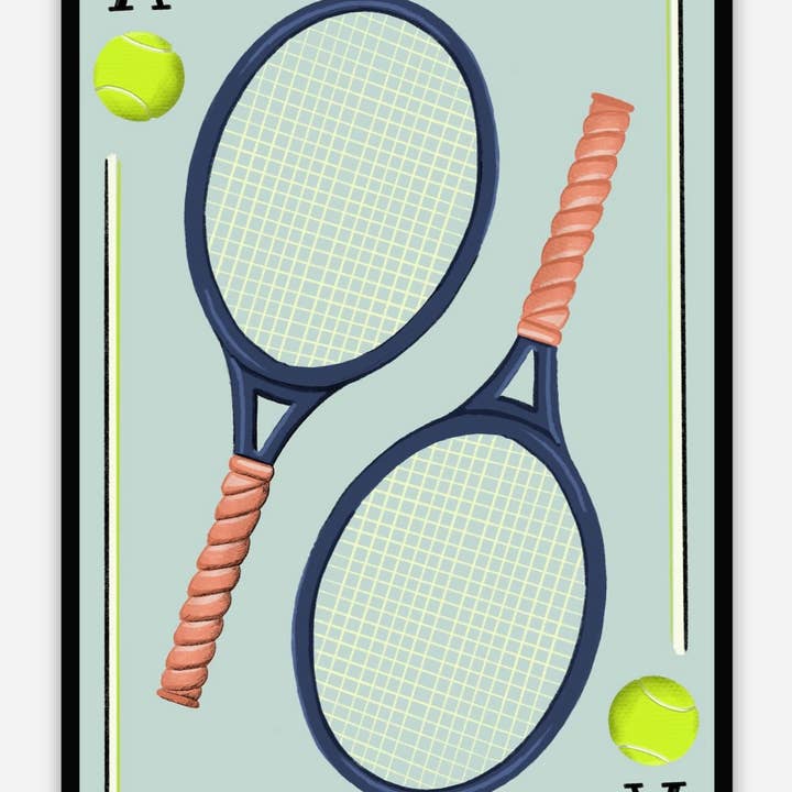 Tennis Ace Playing Card, Rackets, Tennis Balls Vinyl Sticker for wholesale by Ollie Lou Designs