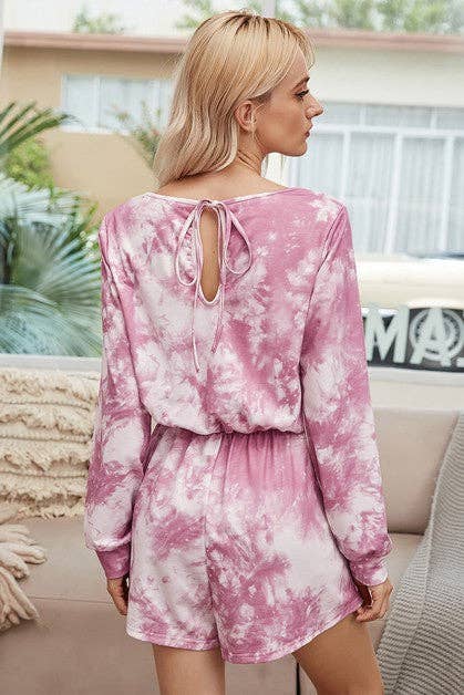 Supreme Fashion - Wholesale Lounge Set - Women's - Tie Dye Long Sleeves Loungewear Drawstring Romper8