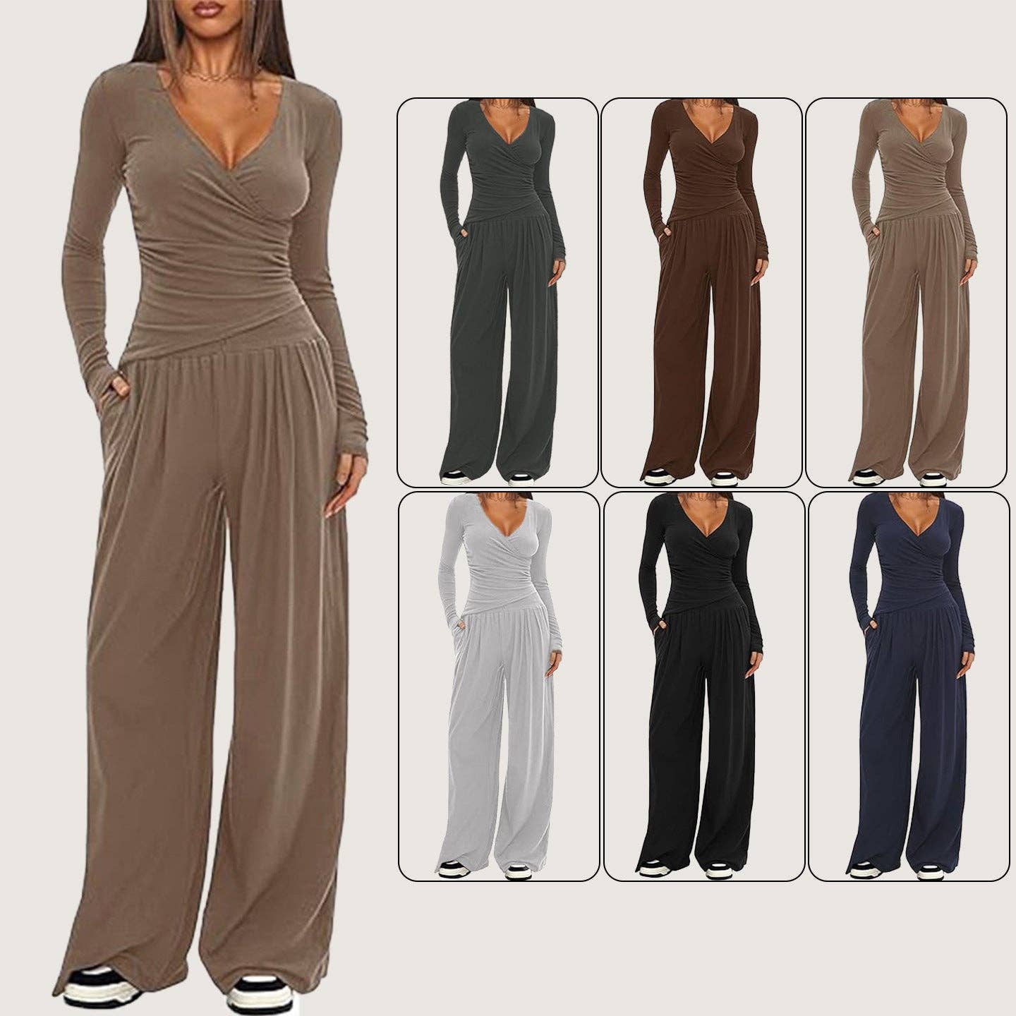 Marayn - Wholesale Top & Pant Set (NOT Loungewear) - Women's - 2025 Autumn Europe America Womens WideLeg Suit21