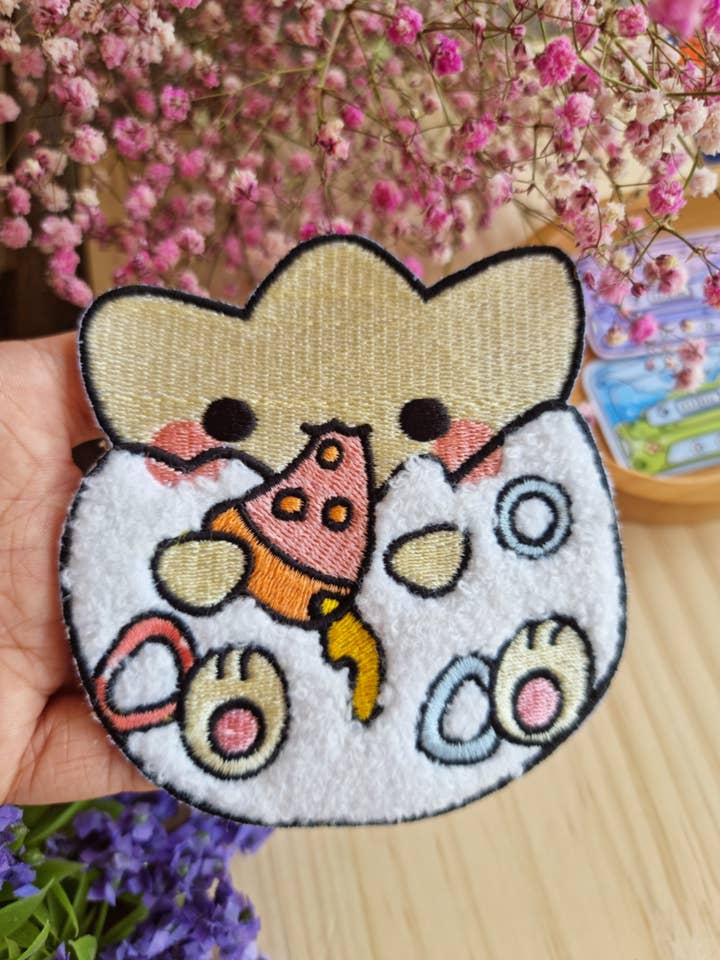 Togepi Pizza Iron On Embroided Patch for wholesale by Bizzare Blue