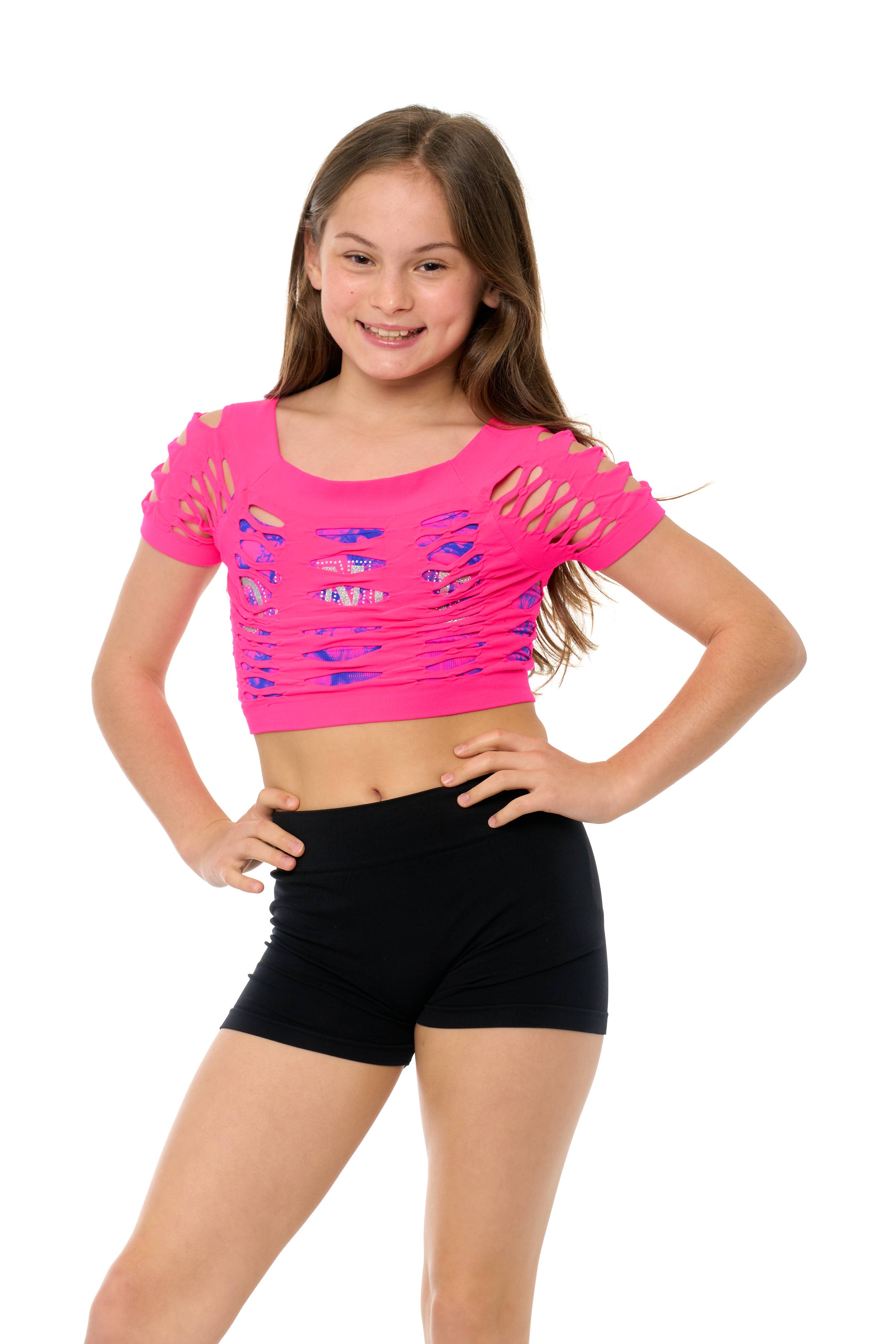 Malibu Sugar - Wholesale Tank Top - Kids - Malibu Mesh Crop Top for Dance Girls (8-14) One Size12