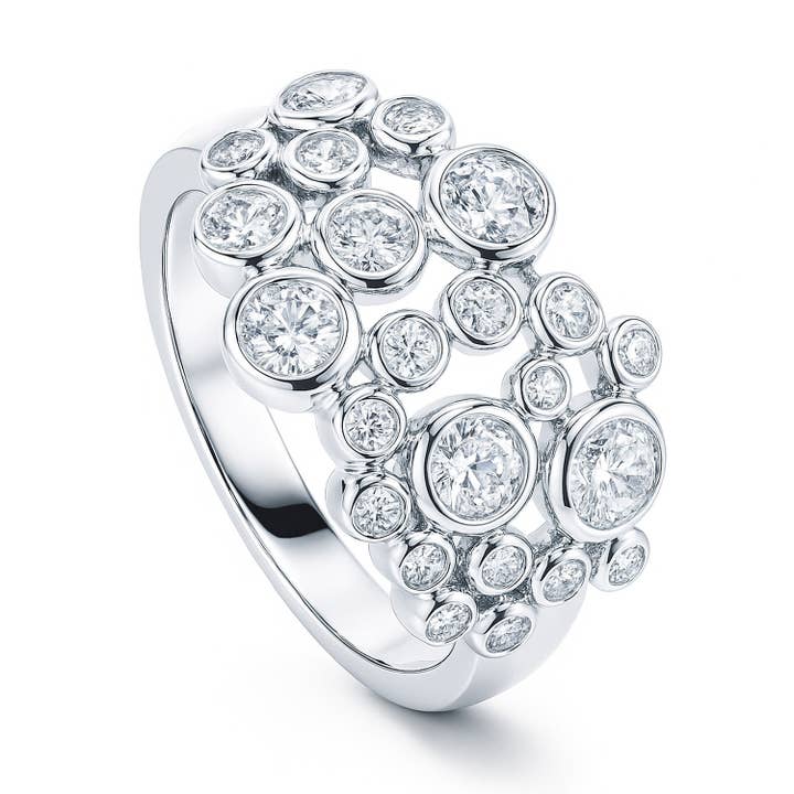 Bague cocktail en argent sterling BERRICLE avec bulles en zircon cubique pour la vente par BERRICLE