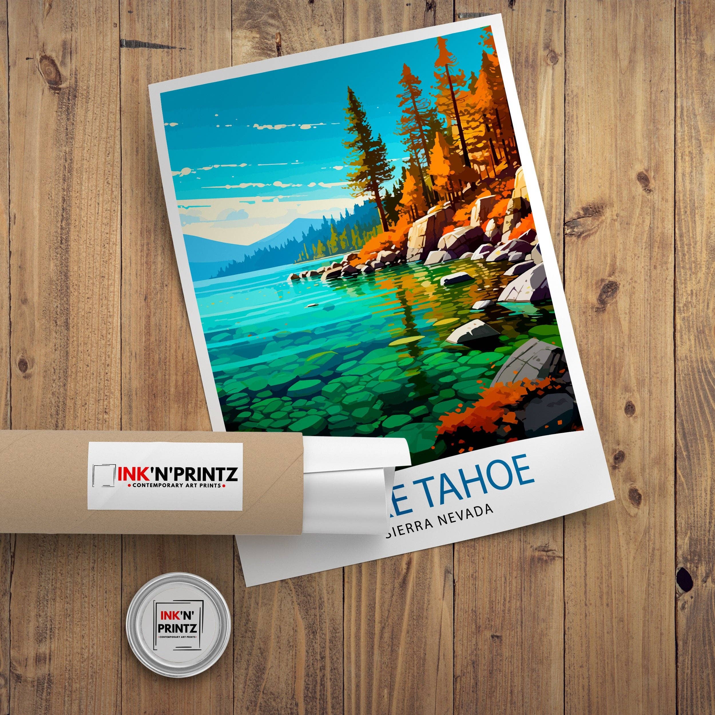 InkNPrintz – wholesale Art print – Lake Tahoe Travel Poster8