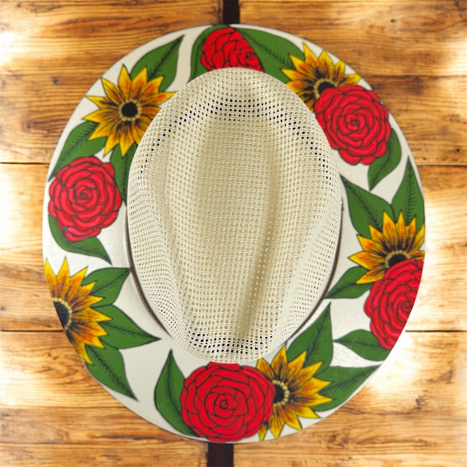 GMCE Global Trading, LLC - Wholesale Fedora - Unisex - Floral Hand-Painted Palm Straw Fedora Hat 13