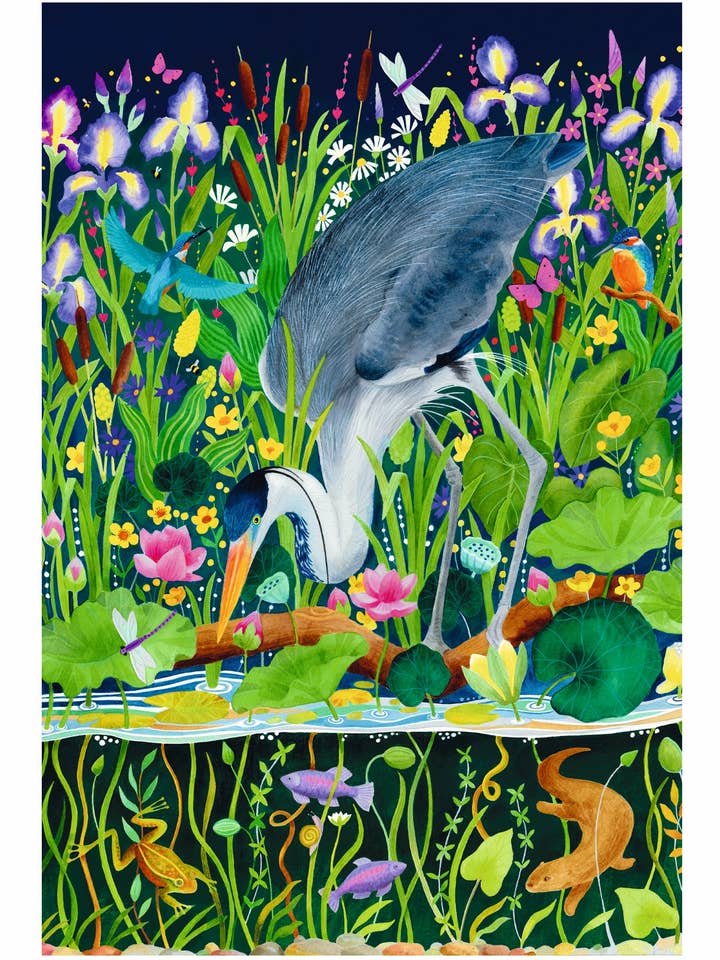 BLANK HERON GREETING CARD ABACUS for wholesale by Notes & Queries, Inc.