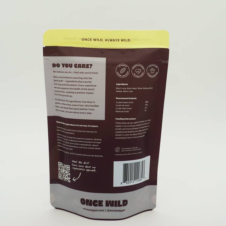 Once Wild - Wholesale Pet Treats - Dog - Bison Organ Blend Treats5