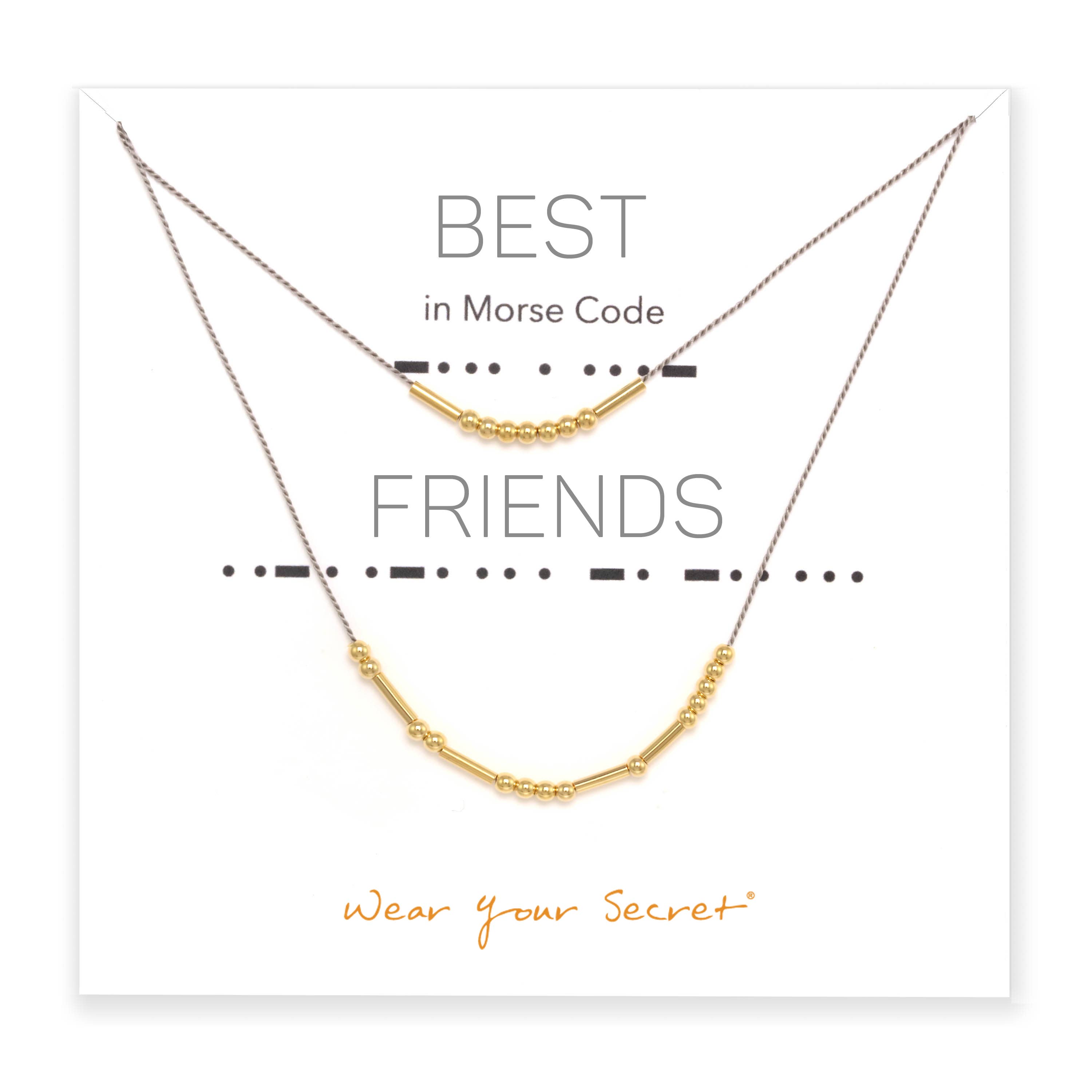 REMOVED BRAND - Wholesale Link & Chain Necklace - "Best Friend" Set of 2 Morse Code Jewelry0