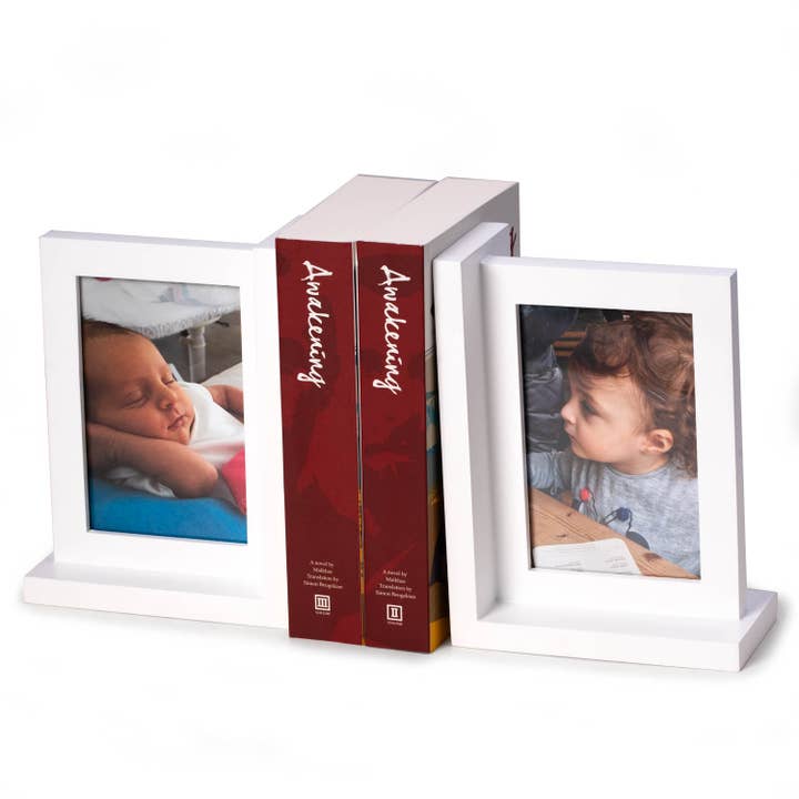 BeyBerk International - Wholesale Bookend - Kennedy Solid Wood White Picture Frame Book End