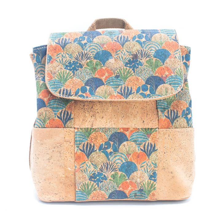 Meninas Bonitas Cork - Wholesale Backpack - Women's - Natural Cork and summer Pattern Women's Backpack BAGF-024