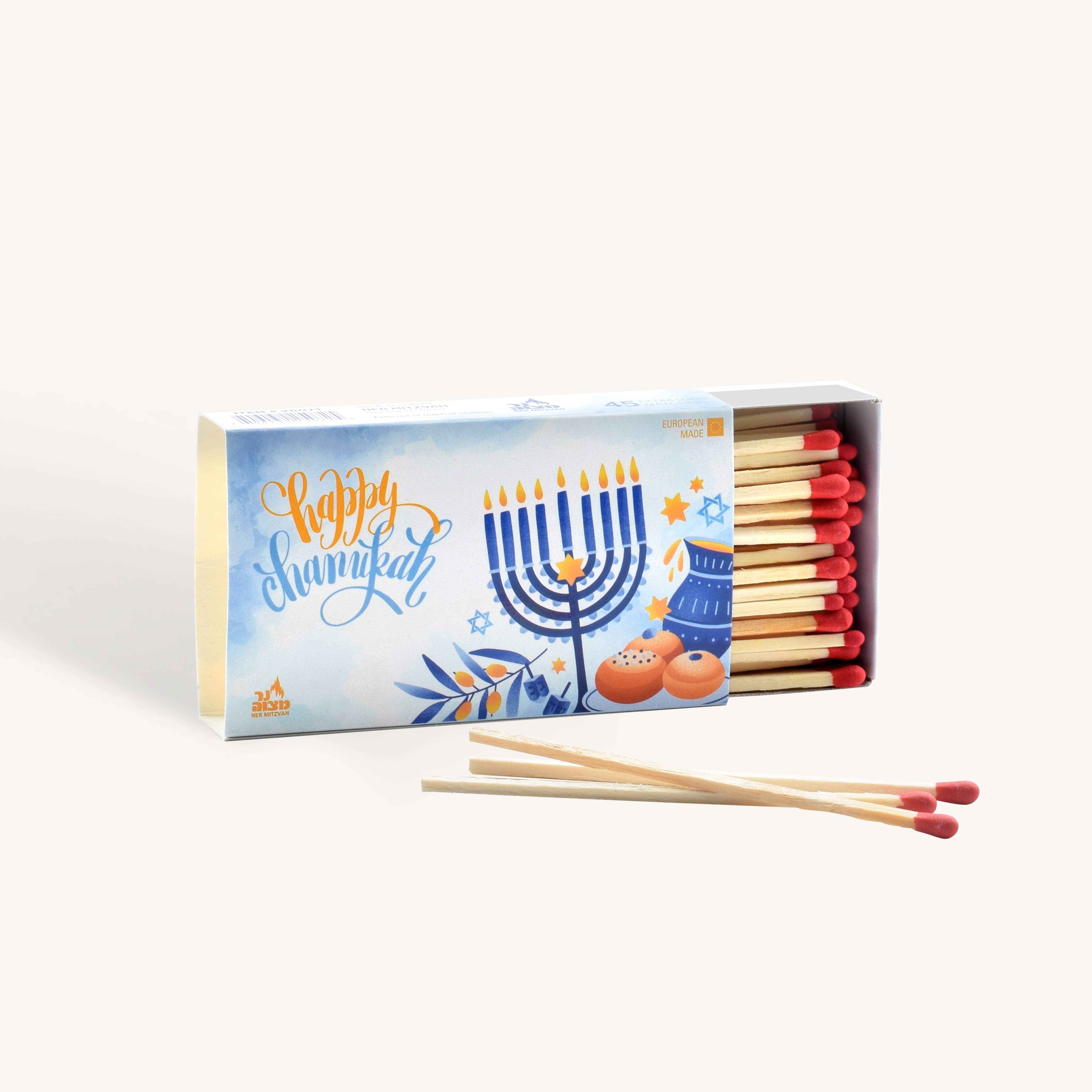 Ner Mitzvah - Wholesale Matches - Extra Long Chanukah Matches - 45 Matches/Box - Blue Box1