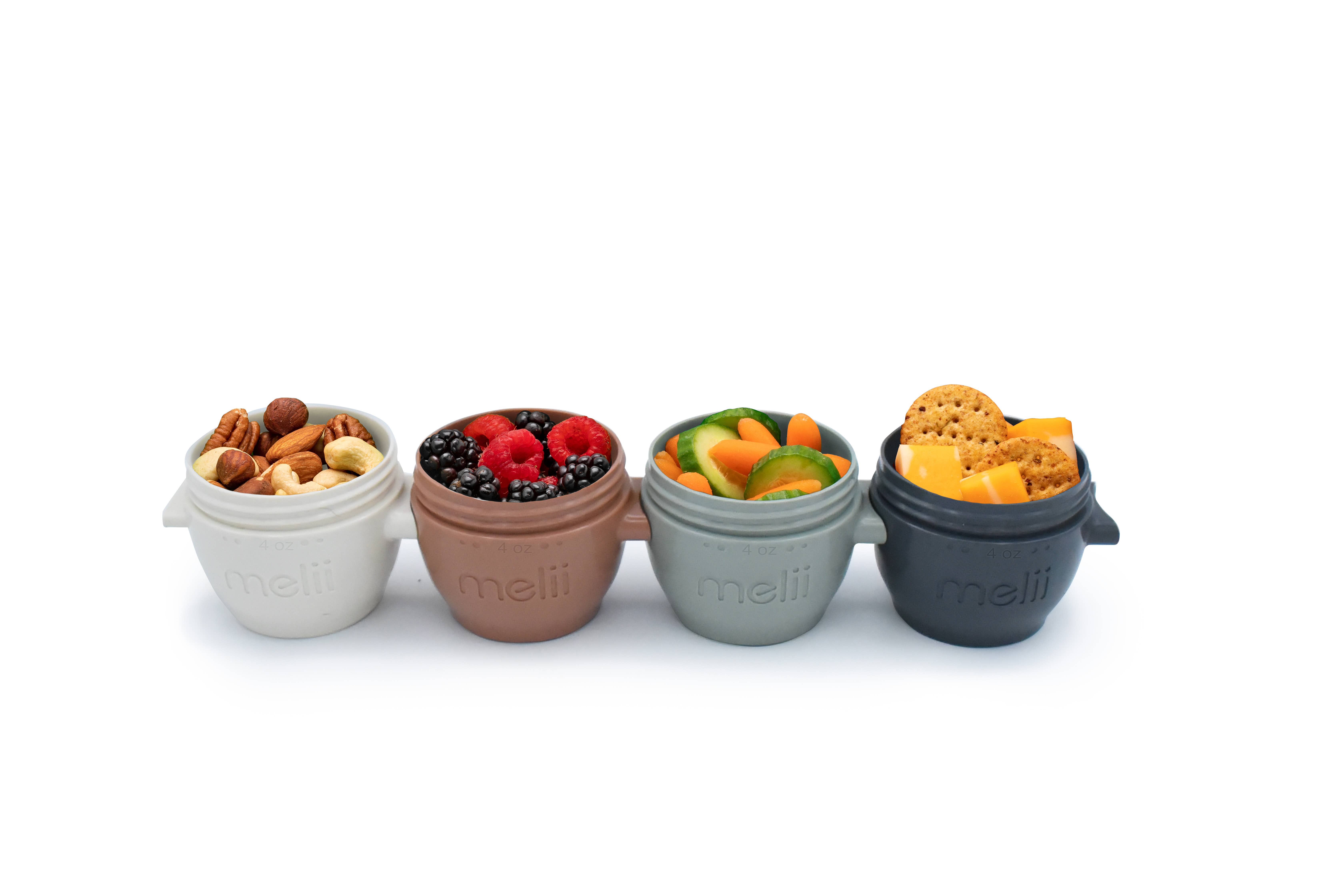 melii – Großhandel Lebensmittelbehälter – 4er Set Snap & Go Behälter – 4 Gefrier- und Snackbehälter à 118 ml5
