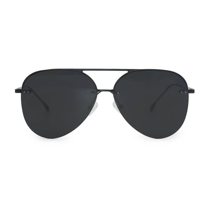 Smaller Megan 2 Jet Black- Aviator Sunglasses for wholesale by TOPFOXX