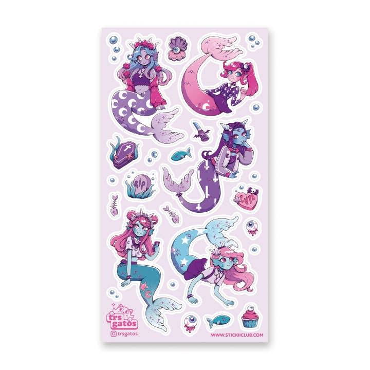 Mermaid Goth Sticker Sheet for wholesale by STICKII