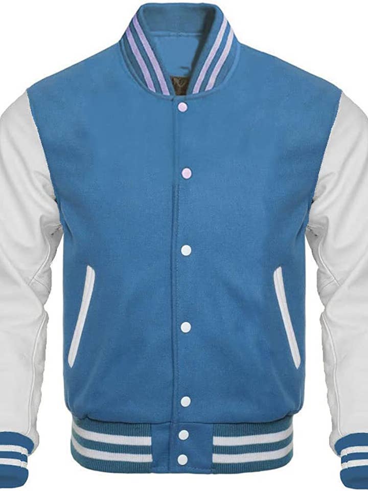 Uni-Jacke, 100% Melton-Wolle und Original-Leder SKYBW für den Großhandel von Kicky Imports LLC