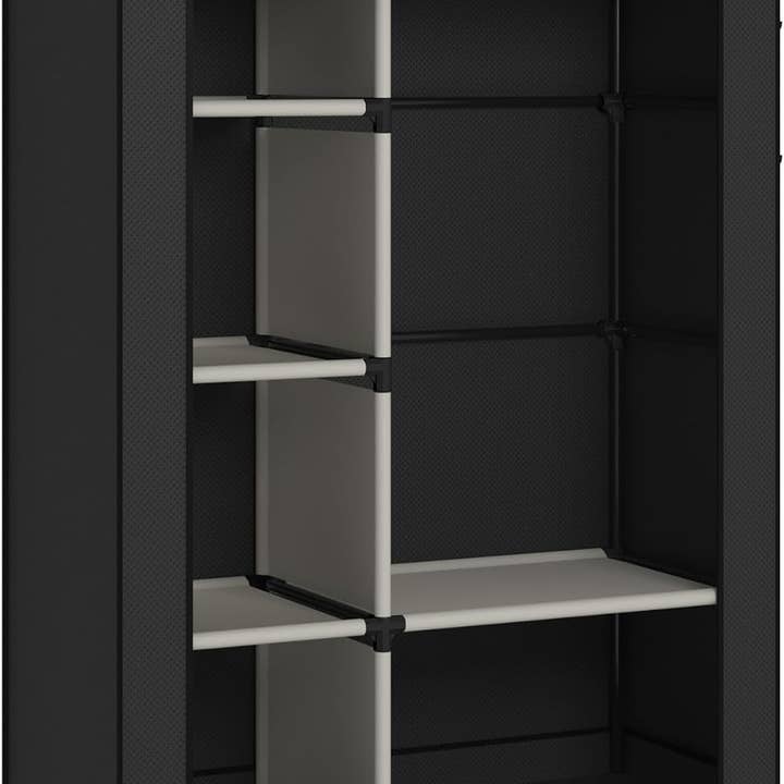 Portable Closet Organizer Black With 6 Shelves And Rod for wholesale on Faire2
