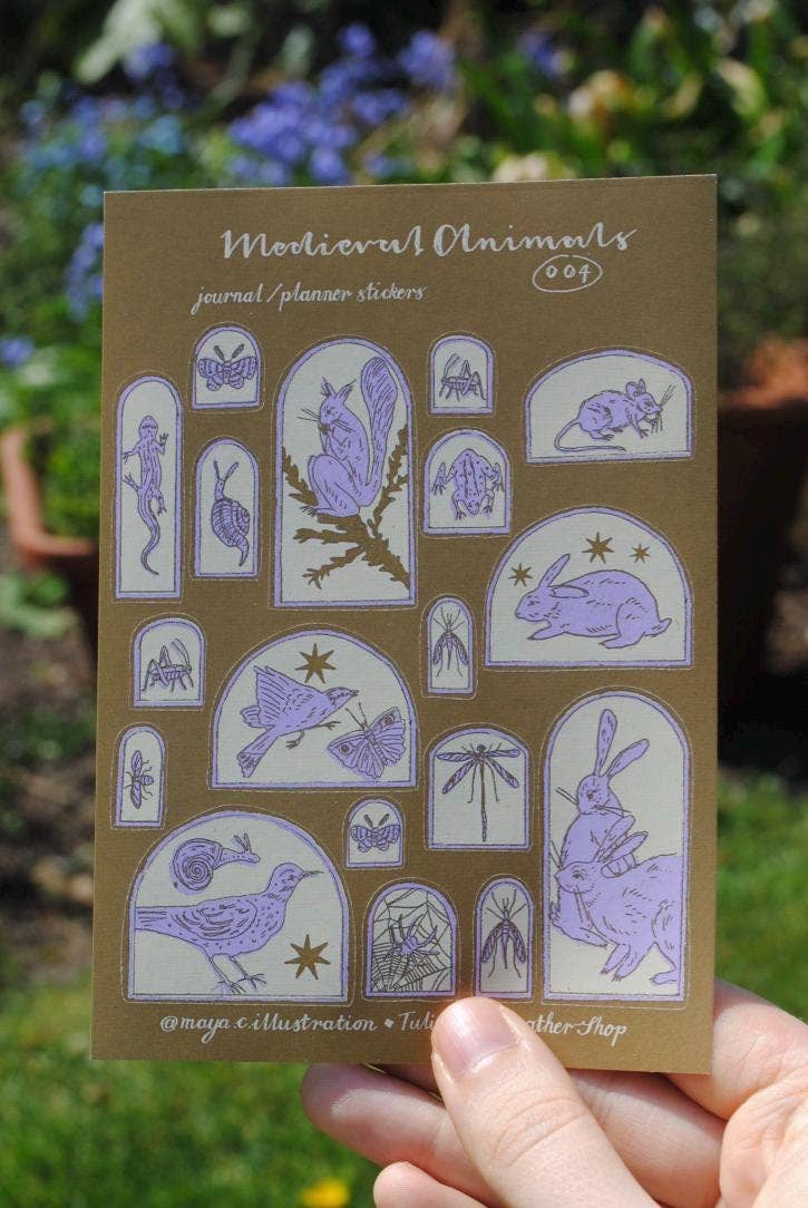 Tulips and Heather – wholesale Sticker – Sticker Sheet "Medieval Animals" for journals and planners6