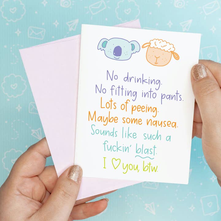 Sounds Like A Blast Baby Funny Recycled Greeting Card for wholesale by Colette Paperie