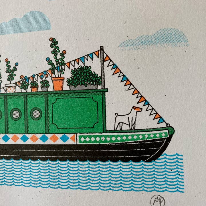 Mockup Goods Co. - Wholesale Art Print - Narrowboat Risograph