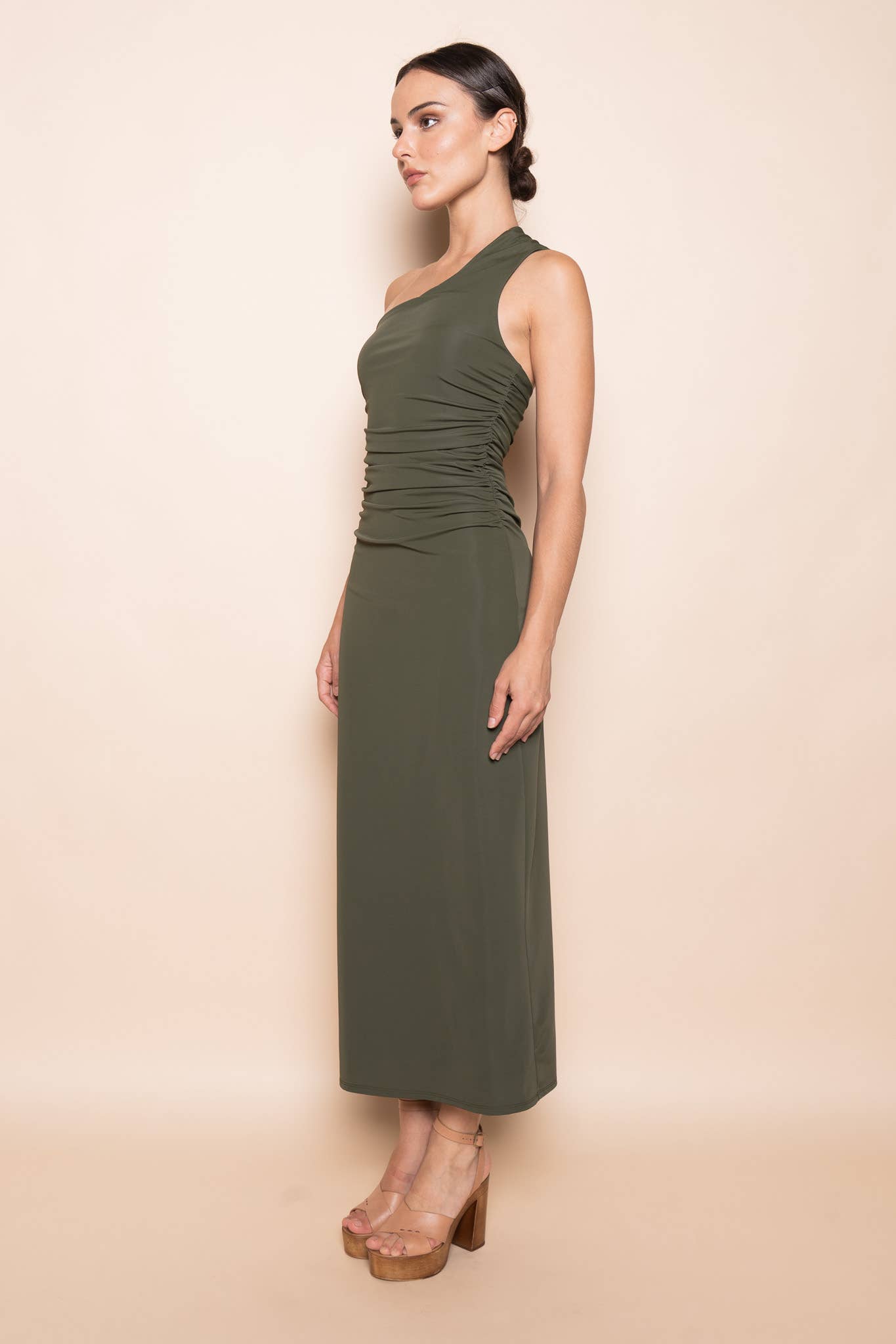 Fore Collection - Wholesale Dress - Women's - ONE SHOULDER BACK BUCKLE DETAIL MAXI DRESS- DD10838FO6