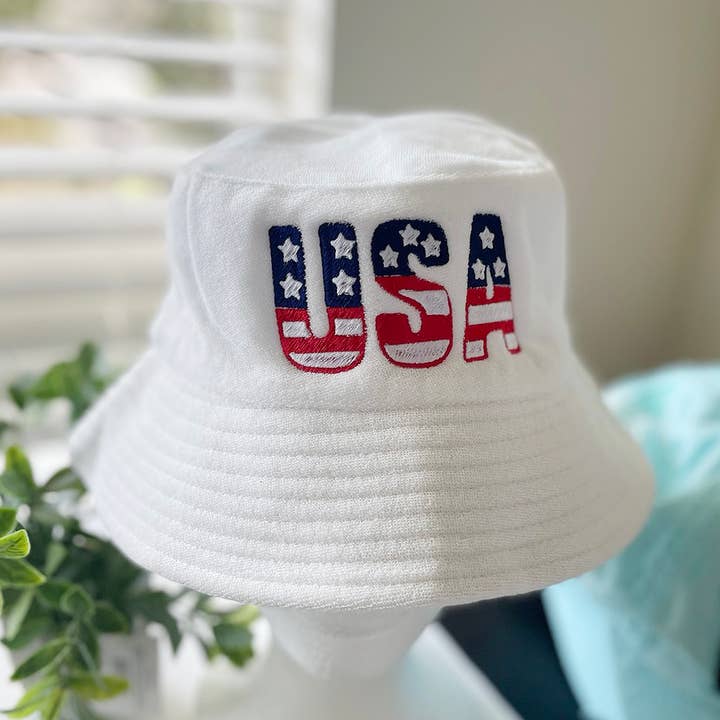 4. juli Terry Towel Bucket Hat /USA-flag for engroshandel hos One Nine