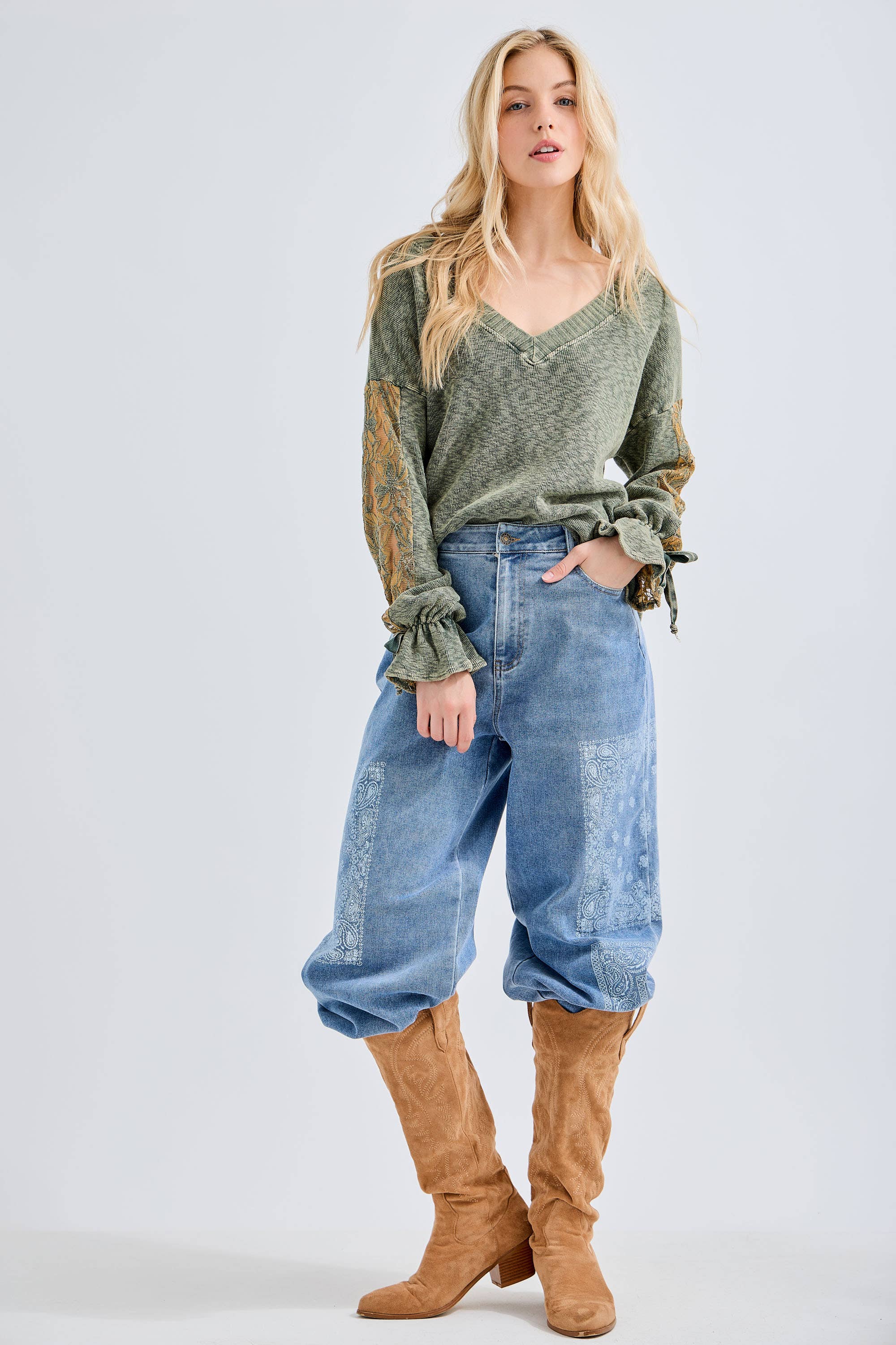 J.Her - Wholesale Jeans - Women's - Bandana Printed Boho Magic Stretchy Jeans DC5378