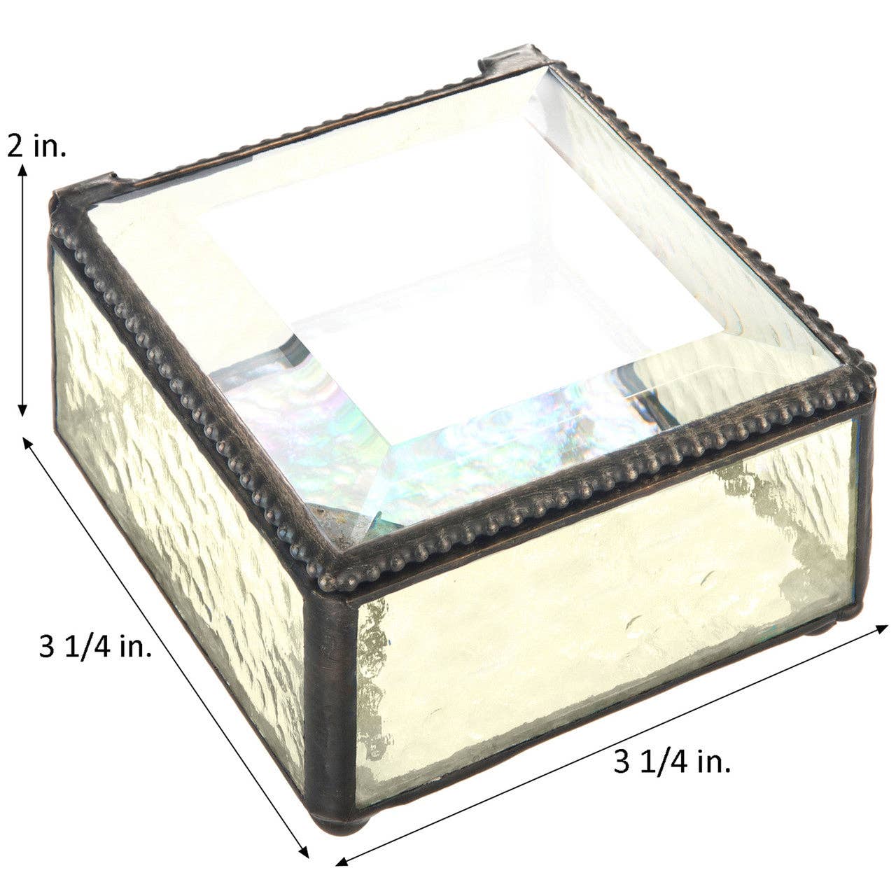 J Devlin Glass Art & Bert Anderson Collection - Wholesale Jewelry Box/Organizer - Box 908 Antique Yellow Glass Box3