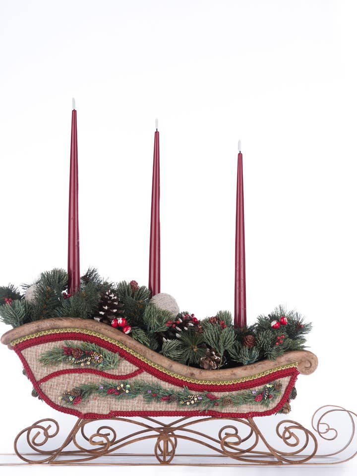 North Country Christmas Sleigh Candle Holder for wholesale by Katherine's Collection