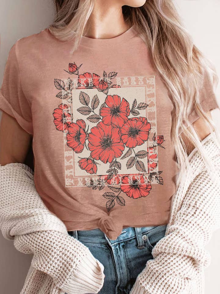 TAKE IT EASY VINTAGE FLOWER GRAPHIC TSHIRTS for wholesale by Rustee Clothing