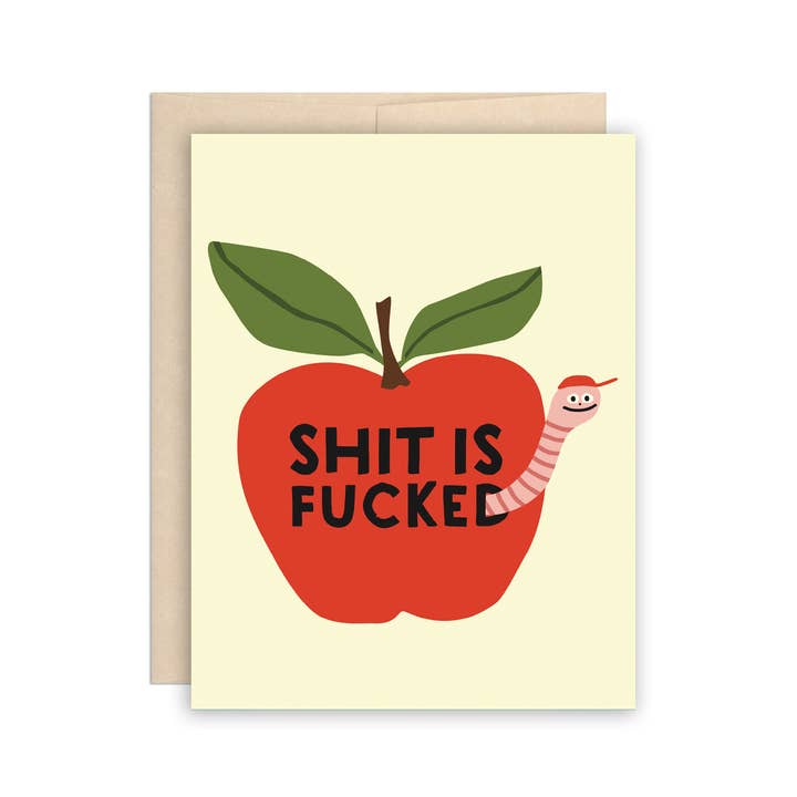 The Beautiful Project - Wholesale Everyday greeting card - Funny Shit is Fucked Everyday Rotten Apple Worm Card